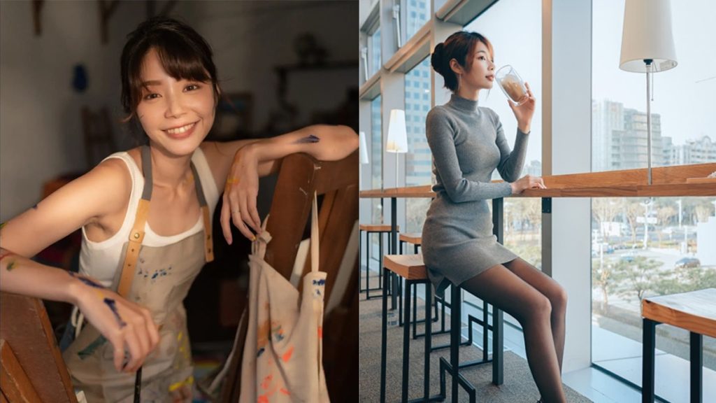 可愛系台灣女模畫家裝扮拍寫真　白色小背心滿顏料　網民讚甜度高